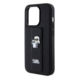 Husa Karl Lagerfeld Apple iPhone 15 Pro Saffiano Gripstand Karl & Choupette Negru