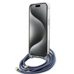 Husa Guess Apple iPhone 15 Pro Crossbody Cord 4G Print Albastru
