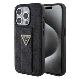 Husa Guess Apple iPhone 15 Pro Grip Stand 4G Triangle Strass Negru