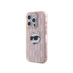 Husa Karl Lagerfeld Apple iPhone 15 Pro IML Luxury Monogram Choupette's Head Roz