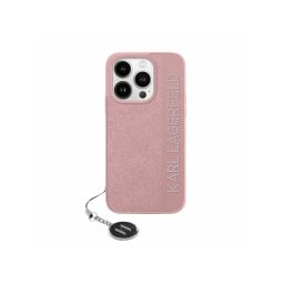 Husa Karl Lagerfeld Apple iPhone 15 Pro Saffiano Rhinestones & Charm Roz