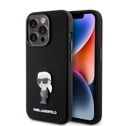 Husa Karl Lagerfeld Apple iPhone 15 Pro Silicone Metal Ikonik Negru