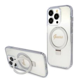 Husa Guess Apple iPhone 15 Pro IML Ring Stand Glitter Transparent