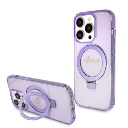 Husa Guess Apple iPhone 15 Pro IML Ring Stand Glitter Mov