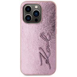 Husa Karl Lagerfeld Apple iPhone 15 Pro Metal Signature Roz