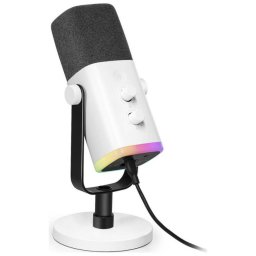 Microfon Gaming Fifine Microphone AM8W Ampligame USB/XLR RGB cu Stativ Alb