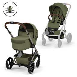 Carucior Balios S Lux Cybex 2 in 1 BLK, cu landou pliabil Moos Green, 2026