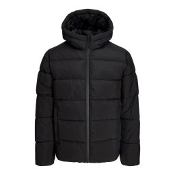 Jack & Jones Geaca barbati, PUFFER, cu gluga, Regular fit, JJEFREDDIE, Negru (SELECTATI MARIMEA: 2XL)