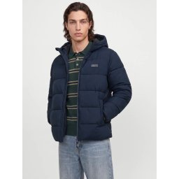 Jack & Jones Geaca barbati, PUFFER, cu gluga, Regular fit, JJEFREDDIE, Bleumarin inchis (SELECTATI MARIMEA: L)