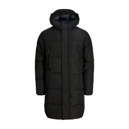 Jack & Jones Geaca lunga barbati, PUFFER, cu gluga, Regular fit, JJEBECKS, Negru (SELECTATI MARIMEA: L)