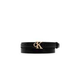 CALVIN KLEIN Curea Round Ck Buckle Smooth LV04F7085G YIH ck black/antique light gold