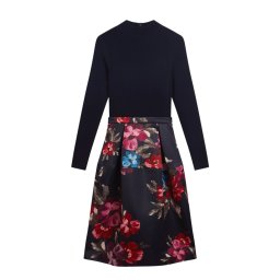 TED BAKER Rochie Cesie Mockable Midi With Printed Tulip 285099 navy
