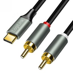 Cablu audio USB type C la 2 x RCA 1m Negru, Logilink CUA0140