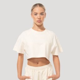 GymBeam Tricou pentru femei Cropped Mochi Cream M