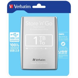 Hard disk extern Verbatim Store n Go 1TB 2.5 inch USB 3.0 Silver