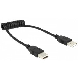 Cablu Delock USB 2.0 Male tip A - USB 2.0 Male tip A 0.6m spiralat negru