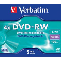Mediu optic Verbatim 43285 DVD-RW Serl 4.7GB Silver 5 Bucati