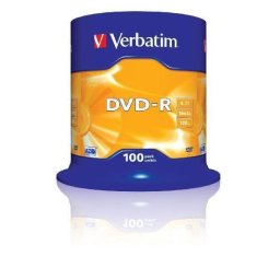 Mediu optic Verbatim DVD-R 4.7GB 16x 100 bucati argintiu mat