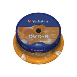Mediu optic Verbatim DVD-R 4.7GB 16x Spindle 25 Bucati Argintiu Mat