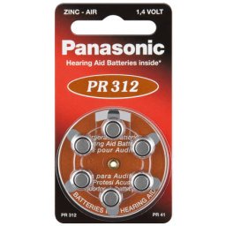 Panasonic Baterie auditiva zinc-air 1,4V 180 mAh V312 HA312 PR41 PR312 6 buc