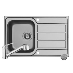Set chiuveta inox Pyramis ATHENA 79x50 1B1D LN si baterie FIDO Crom