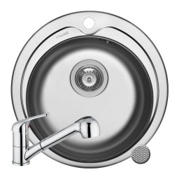 Set Pyramis Chiuveta Inox KIBA LN & baterie FIDO crom