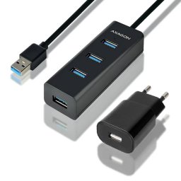 Hub USB AXAGON HUE-S2BP 4x USB3.0 incarcare MicroUSB AC Adapter