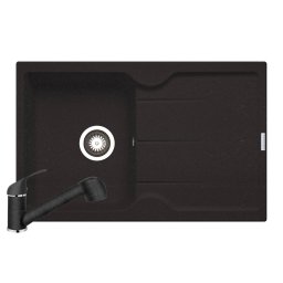 Pachet chiuveta granit PORTOS + Baterie FIDO Pyramis Black