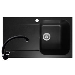 Pachet chiuveta soft compozit bucatarie Level ARTITHEK 1B 1D DR + Baterie OSSIA Pyramis Negru