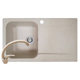 Pachet chiuveta soft compozit bucatarie Level DUROTHEK 1B 1D ST + Baterie OSSIA Pyramis Bej