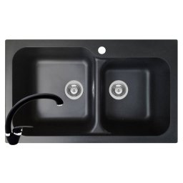 Pachet chiuveta soft compozit Twin ARTITHEK + Baterie OSSIA Pyramis Negru
