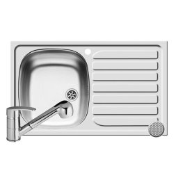 Pachet chiuveta Creta FLAT ST LN + Baterie FIDO Pyramis Inox