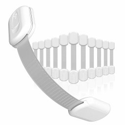 Sistem siguranta copii NEX CAREÂ®, sistem de blocare sertare, dulap, frigider, congelator, previne deschiderea accidentala, adeziv puternic 3M, fara urme de indepartare, lungime ajustabila, set 6 buc, alb