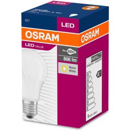 Bec LED Osram LED VALUE CLASSIC A E27 8.5W 60W 2700K 806 lm A+ Lumina calda