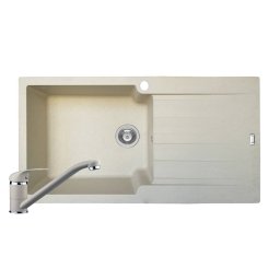 Set Chiuveta soft compozit de bucatarie SIERRA Durothek 100X50 1B1D ST + Baterie Pyramis Bej