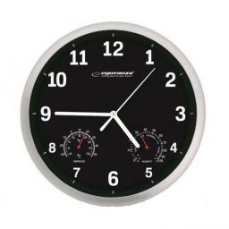 Ceas de perete Esperanza EHC016K Lyon cu termometru si higrometru Diametru 25 cm