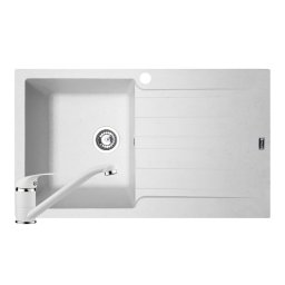 Set Chiuveta bucatarie SIERRA Durothek 1B 1D ST + Baterie Pyramis White