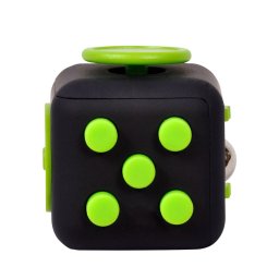 Cub antistres Spacer SP-CUBE-FGET Fidget Negru cu butoane verzi