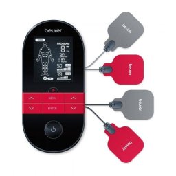 Dispozitiv digital TENS/EMS Beurer EM59 cu functie de incalzire 4 electrozi 2 canale Negru