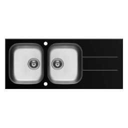 Chiuveta bucatarie Pyramis Concerto 116x50 2B 1D Black Glass Inox