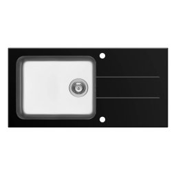 Chiuveta bucatarie Pyramis Concerto 100x50 1B 1D Black Glass Inox