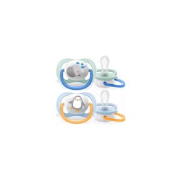 Set 2 Suzete Philips-Avent SCF080/05 Ultra Air 0-6 luni Ortodontice fara BPA Elefant / Pinguin