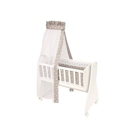 Set pentru patut balansoar Lorelli First Dream Ranforce Abstract Leaves Grey Beige