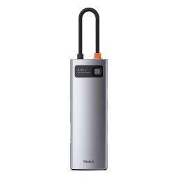 Hub USB Baseus Metal Gleam USB-C - 3x USB 3.0 1x HDMI 1x USB-C 1x RJ45 1x MicroSD 1x SD Gri