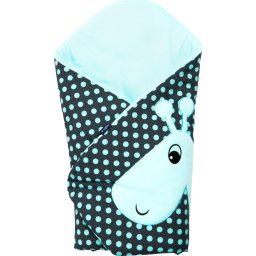 Paturica de infasat multifunctionala cu broderie Womar Zaffiro Girafa Grey Turquoise