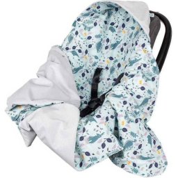Paturica de infasat pentru scaun auto Infantilo Velvet 90x90cm Rabbit Blue Grey