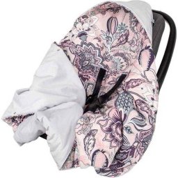 Paturica de infasat pentru scaun auto Infantilo Velvet 90x90cm Boho Pink Grey