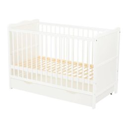 Patut din lemn multifunctional cu sertar Qmini Julia 120x60cm Alb