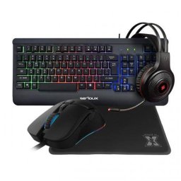Kit Gaming Serioux Kayel 4 in 1 Tastatura Mouse Casti Mousepad Negru
