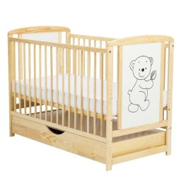 Patut din lemn cu sertar BabyNeeds Timmi 120x60cm Natur